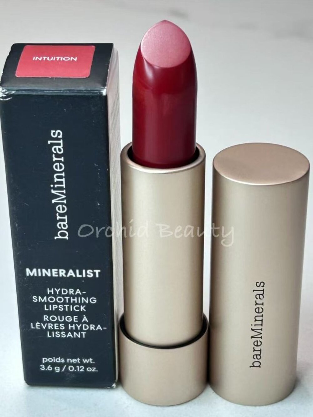 New In Box bareMinerals Hydra Smoothing Lipstick~INTUITION~Full Size 3.6 g